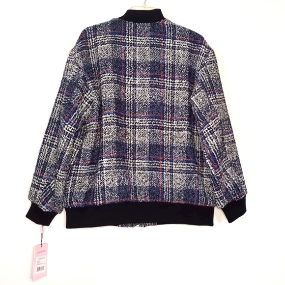 Avec Les Filles Blue Plaid Bomber Jacket NEW never worn - Picture 4 of 12